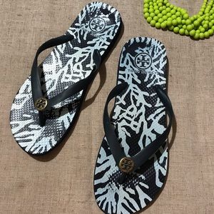 Tory Burch printed flip flops
